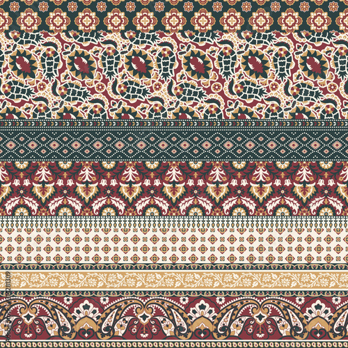 Abstract arabesque paisley  patchwork vector seamless pattern