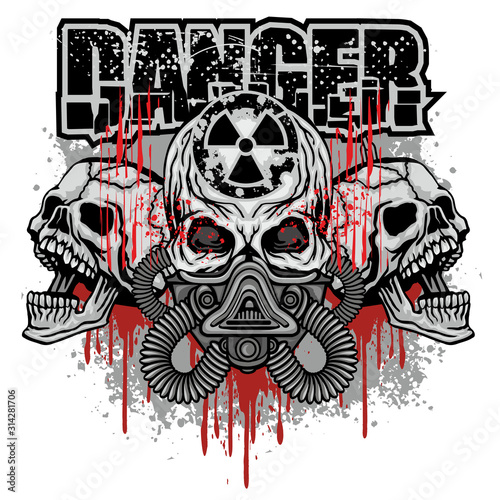 Gothic sign with skull, grunge vintage design t shirts