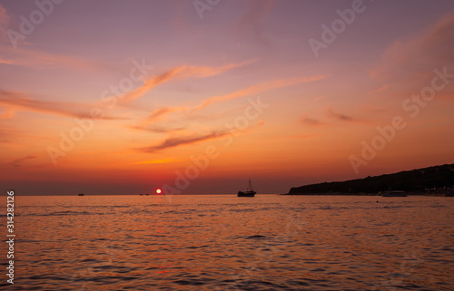 Boats. Sky. Sunset. Orange. Sea. Istria © sarenac77