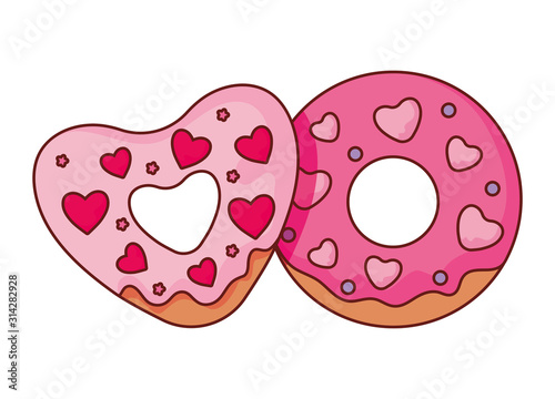 Isolated donuts with hearts vector design