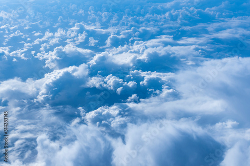 View from out of an airplane window at high altitude
