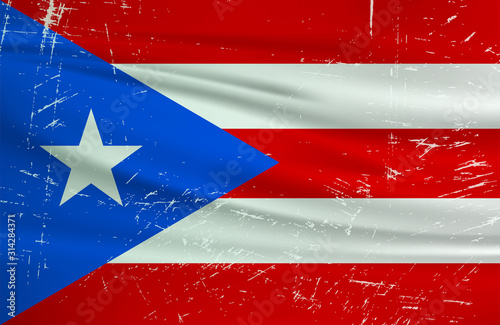 Grunge Puerto Rico flag. Puerto Rico flag with waving grunge texture. Vector background.