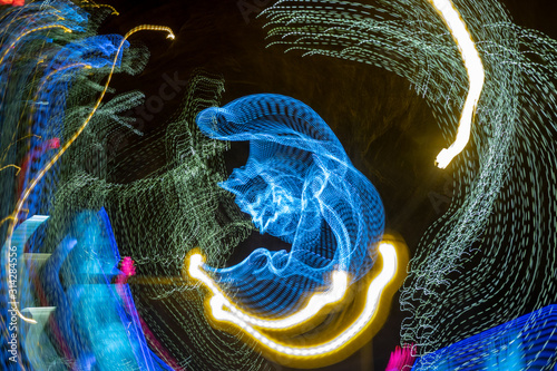 Night Long Exposure Amusement Park
