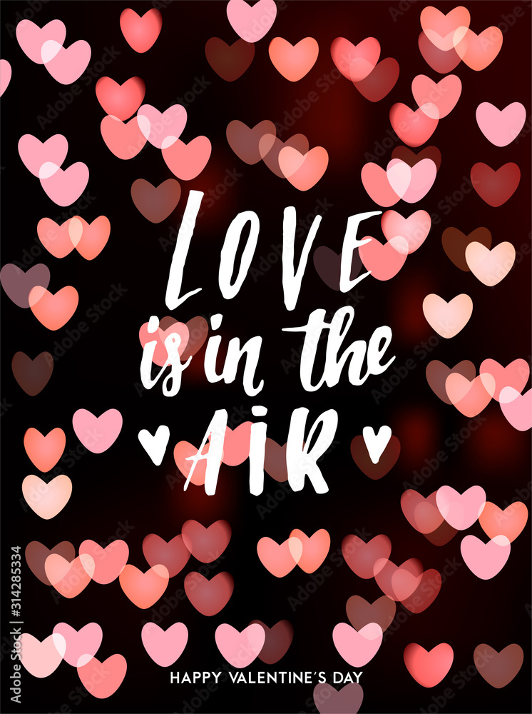 Modern vector bokeh blur realistic background. Happy Valentine's day card, poster, social media template with cute pink and gold fancy blur effect. Vector background Modern vector bokeh blur realistic background. Happy Valentine's day card, poster, social media template with cute pink and gold fancy blur effect. Vector background