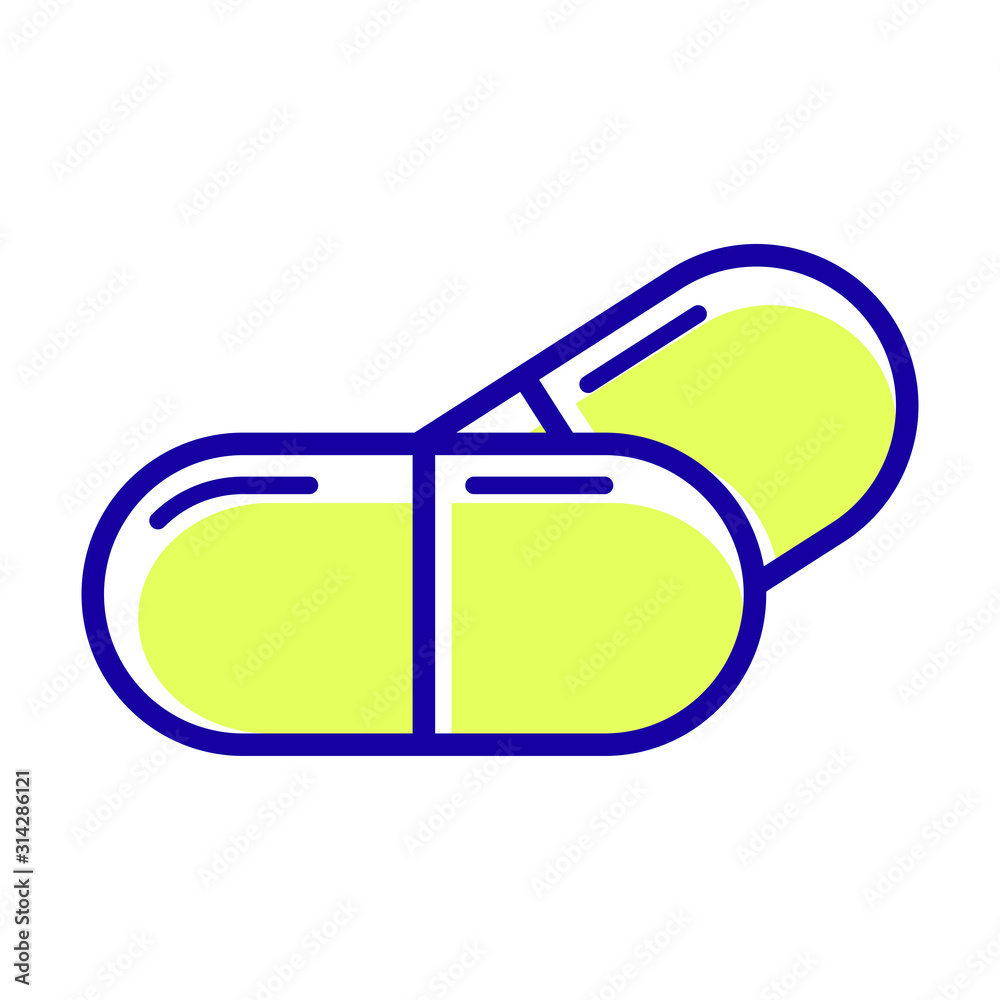 Medicine capsule icon outline style on white background Medicine capsule icon outline style on white background
