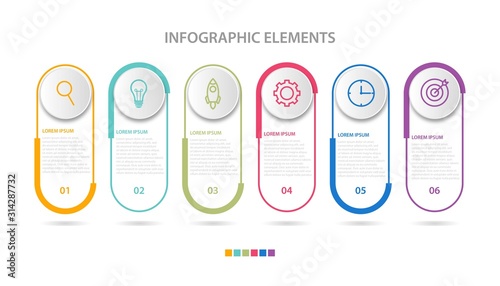 Presentation business infographic template with 6 options