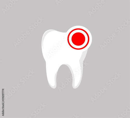 Caries treatment. Oral care and hygiene. Tooth icon flat design vector, idea for logo of dental clinic