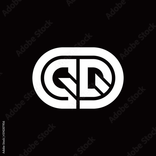 QQ monogram logo with an oval style on a black background