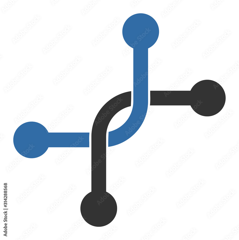 Bypass connection vector icon. Flat Bypass connection symbol is isolated on a white background. Bypass connection vector icon. Flat Bypass connection symbol is isolated on a white background.