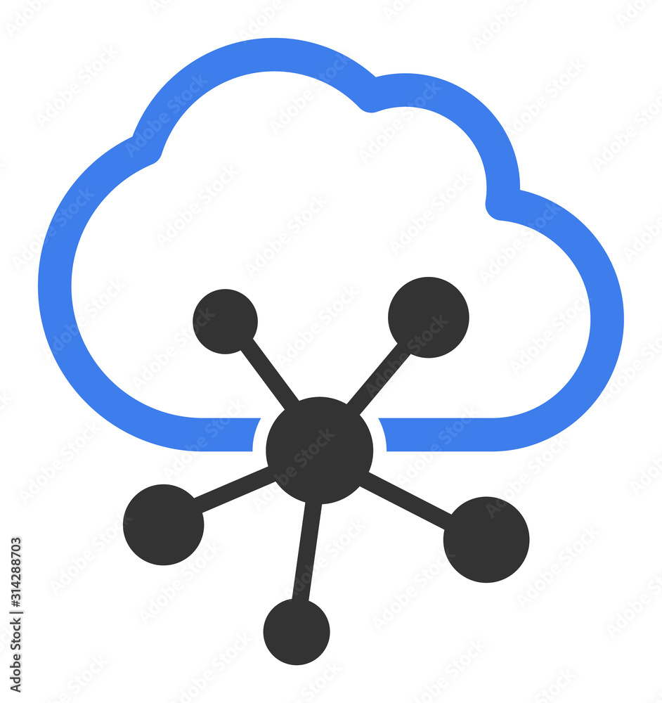 Cloud network vector icon. Flat Cloud network symbol is isolated on a white background.