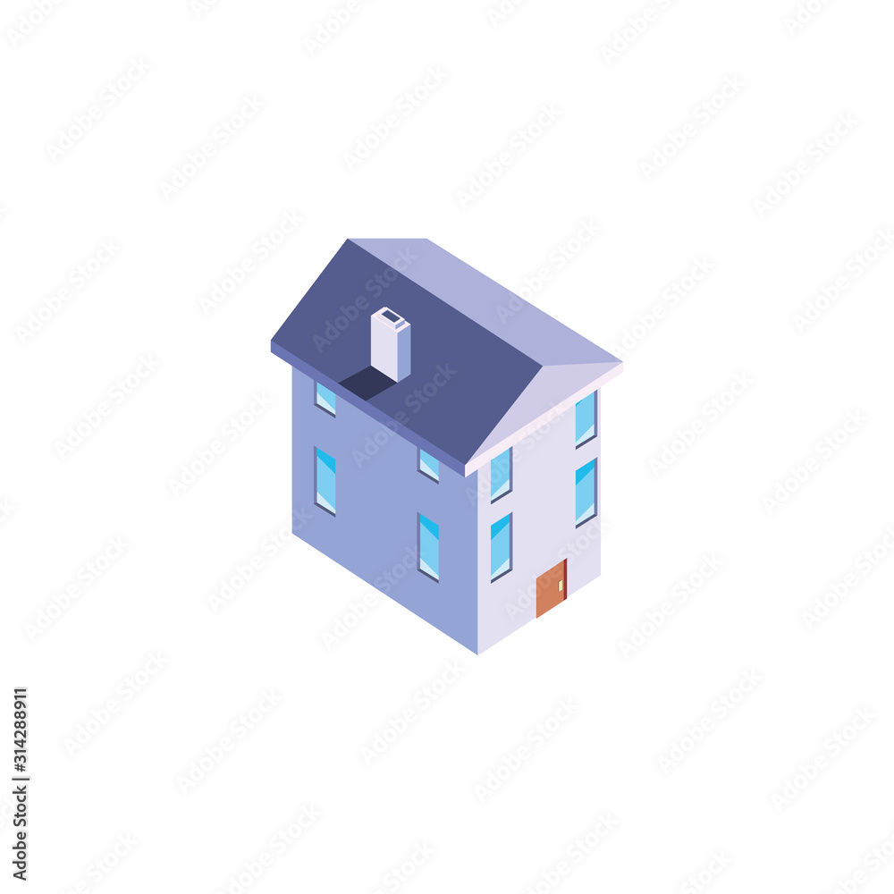 Isolated isometric white house with windows and door vector design Isolated isometric white house with windows and door vector design