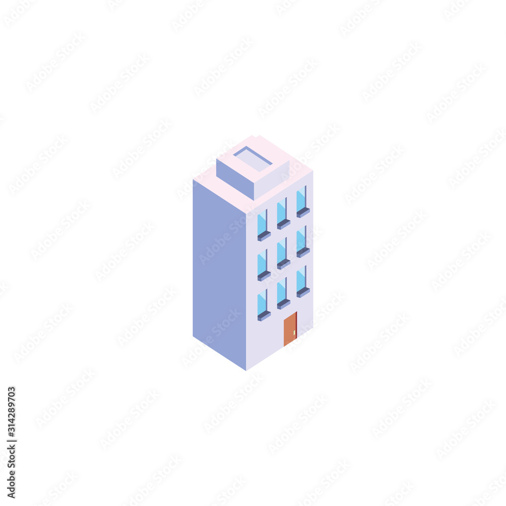Isolated isometric white city building vector design Isolated isometric white city building vector design