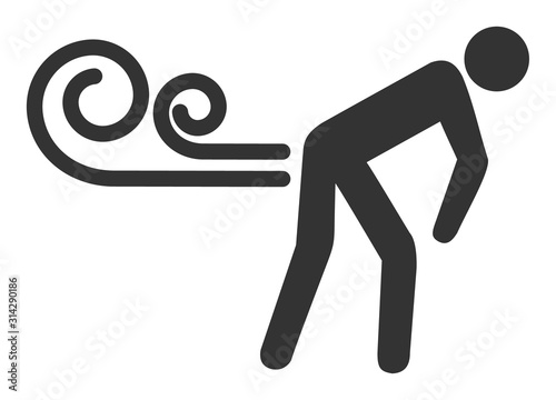 Farting wind vector icon. Flat Farting wind pictogram is isolated on a white background.