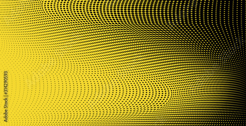 Yellow black halftone dots pattern texture background