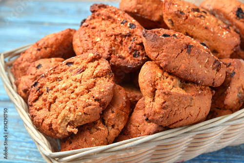 Fresh pastries bakery products, on wooden table