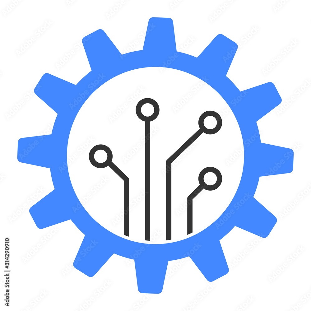 Gear chip vector icon. Flat Gear chip pictogram is isolated on a white background. Gear chip vector icon. Flat Gear chip pictogram is isolated on a white background.