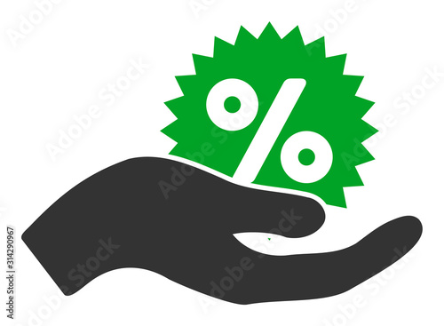 Give percent bonus vector icon. Flat Give percent bonus symbol is isolated on a white background.