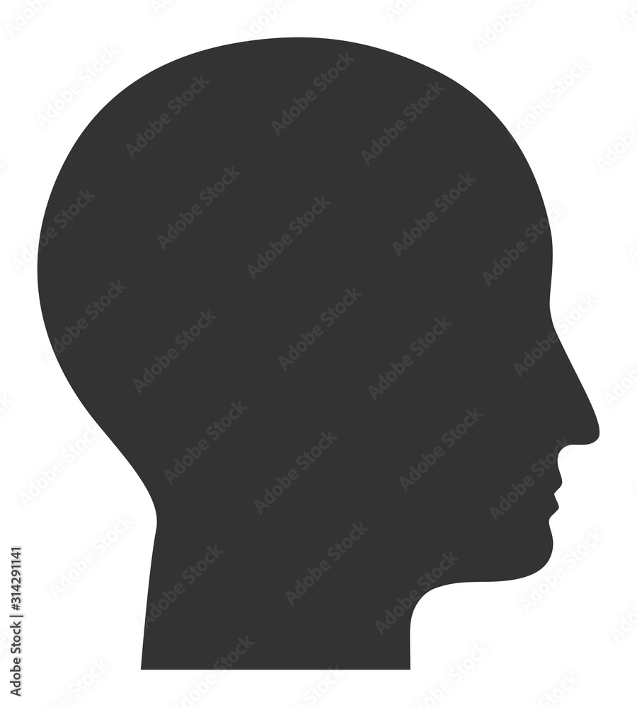 Human head vector icon. Flat Human head symbol is isolated on a white background.