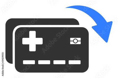 Medical insurance cards transfer vector icon. Flat Medical insurance cards transfer symbol is isolated on a white background.