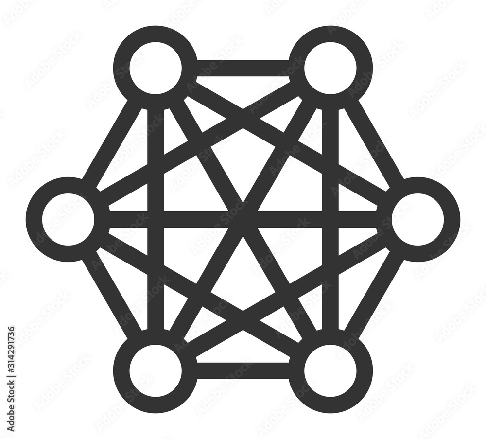 Network connections vector icon. Flat Network connections symbol is isolated on a white background. - obrazy, fototapety, plakaty 