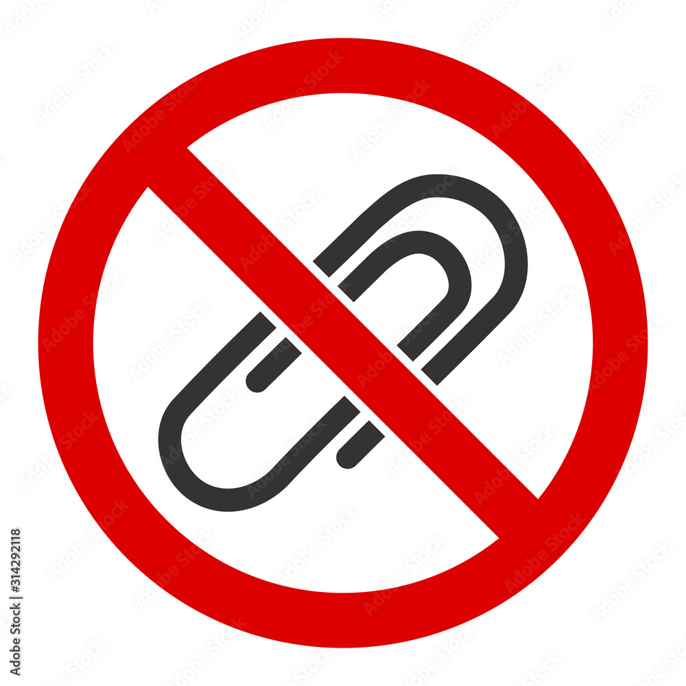 No attachments vector icon. Flat No attachments pictogram is isolated on a white background. No attachments vector icon. Flat No attachments pictogram is isolated on a white background.