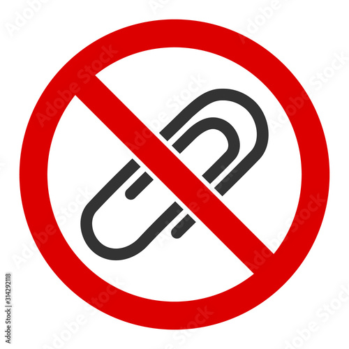 No attachments vector icon. Flat No attachments pictogram is isolated on a white background.