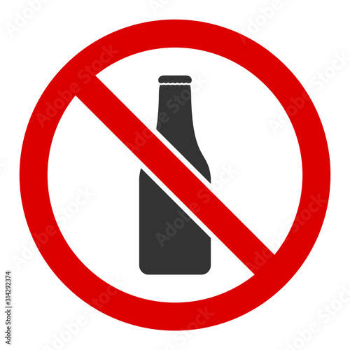 No beer bottle vector icon. Flat No beer bottle pictogram is isolated on a white background.