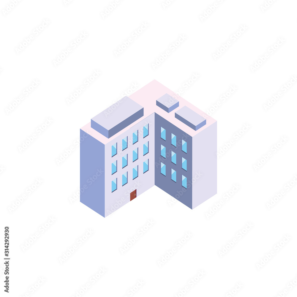 Isolated isometric white city building vector design Isolated isometric white city building vector design