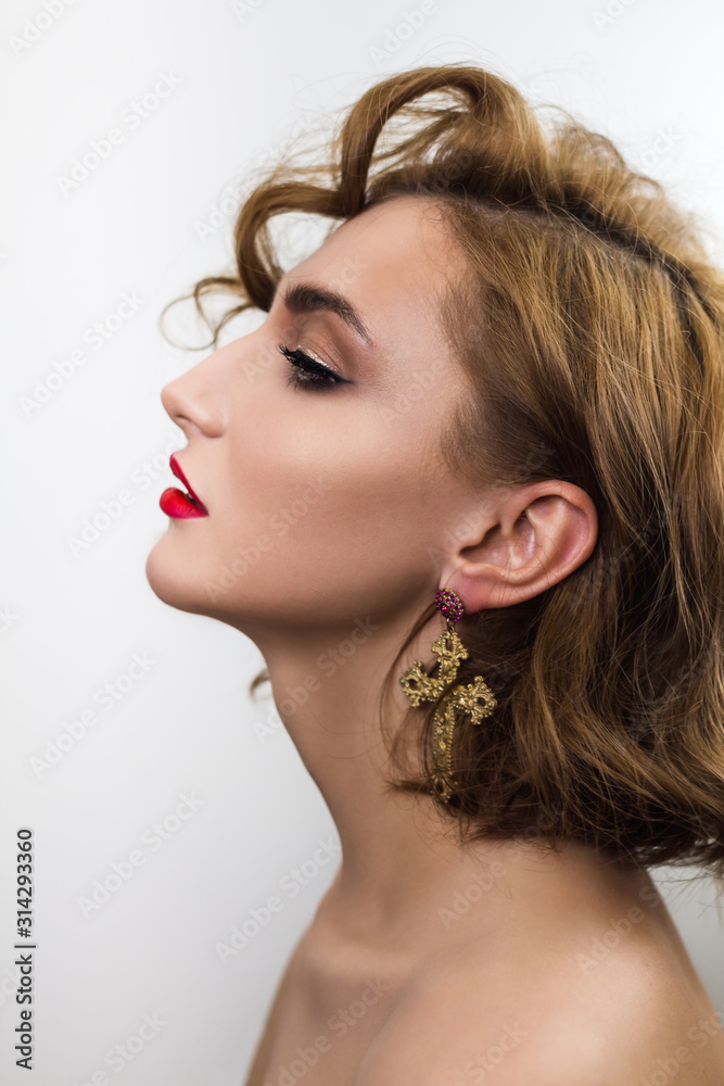 A portrait with red lips