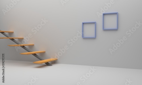 Modern bright interiors empty room. 3D rendering illustration