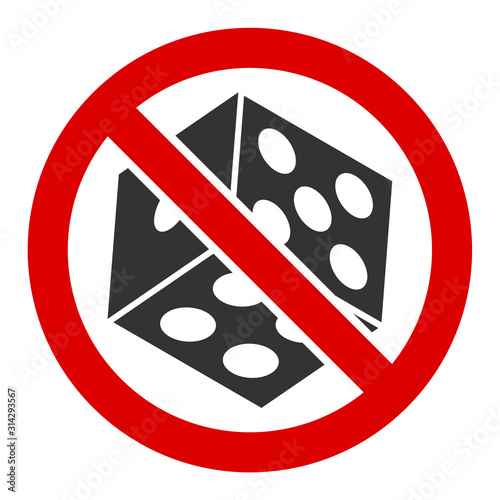 No dice gambling vector icon. Flat No dice gambling symbol is isolated on a white background.