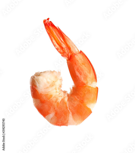 Delicious cooked shrimp isolated on white. Healthy seafood