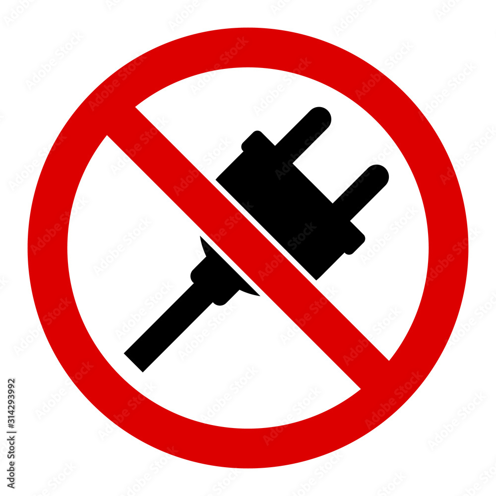 No electric plug vector icon. Flat No electric plug symbol is isolated on a white background. No electric plug vector icon. Flat No electric plug symbol is isolated on a white background.