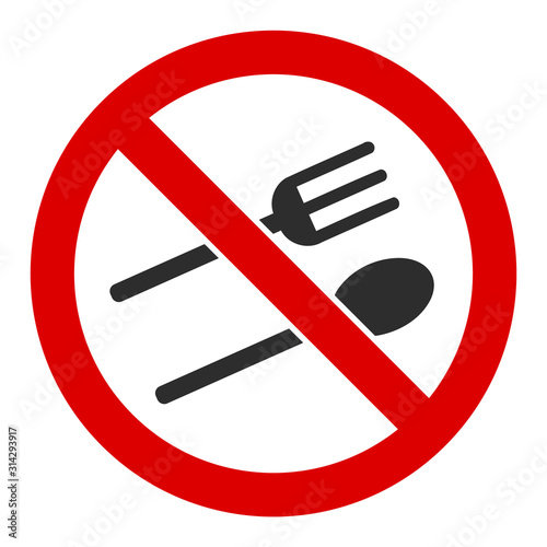 No eating vector icon. Flat No eating pictogram is isolated on a white background.
