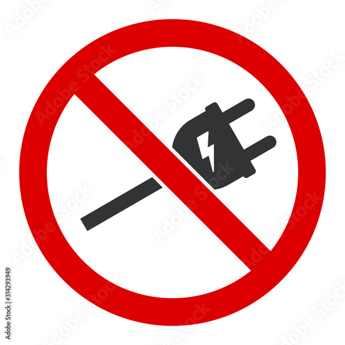 No electric cord vector icon. Flat No electric cord pictogram is isolated on a white background.