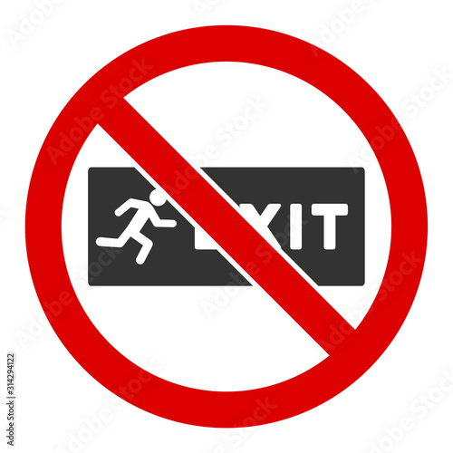 No exit vector icon. Flat No exit symbol is isolated on a white background.