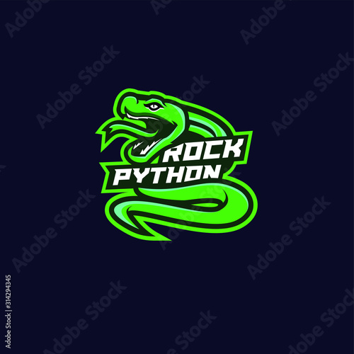 green python snake sport logo design 