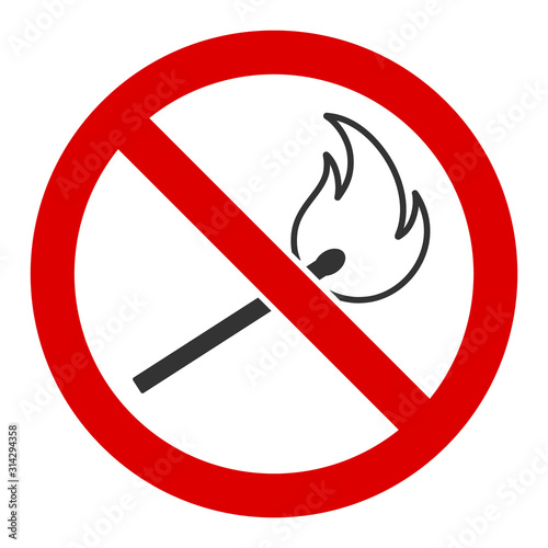 No fired match vector icon. Flat No fired match symbol is isolated on a white background.