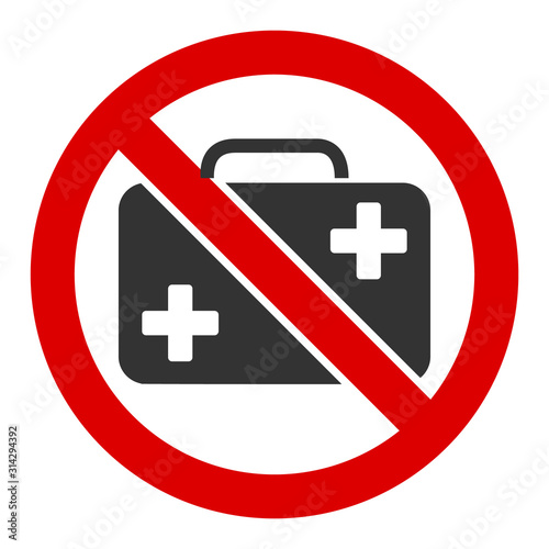No first-aid case vector icon. Flat No first-aid case pictogram is isolated on a white background.