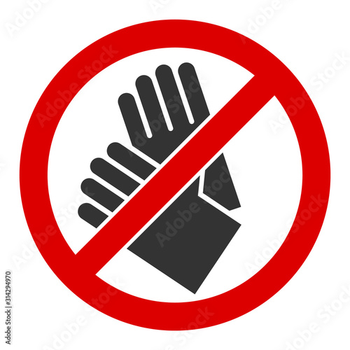 No gloves vector icon. Flat No gloves pictogram is isolated on a white background.