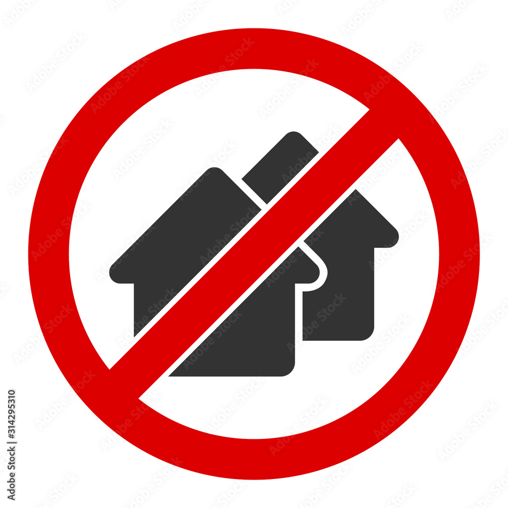 No houses vector icon. Flat No houses symbol is isolated on a white background. No houses vector icon. Flat No houses symbol is isolated on a white background.