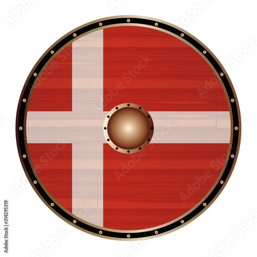 Round Viking Shield With Dane Flag