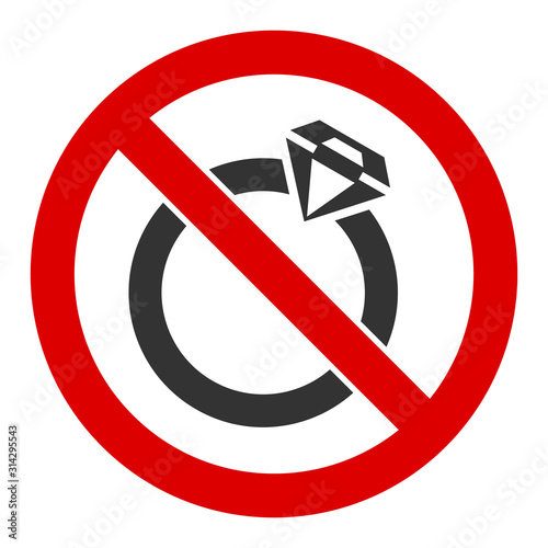 No jewelry vector icon. Flat No jewelry symbol is isolated on a white background.