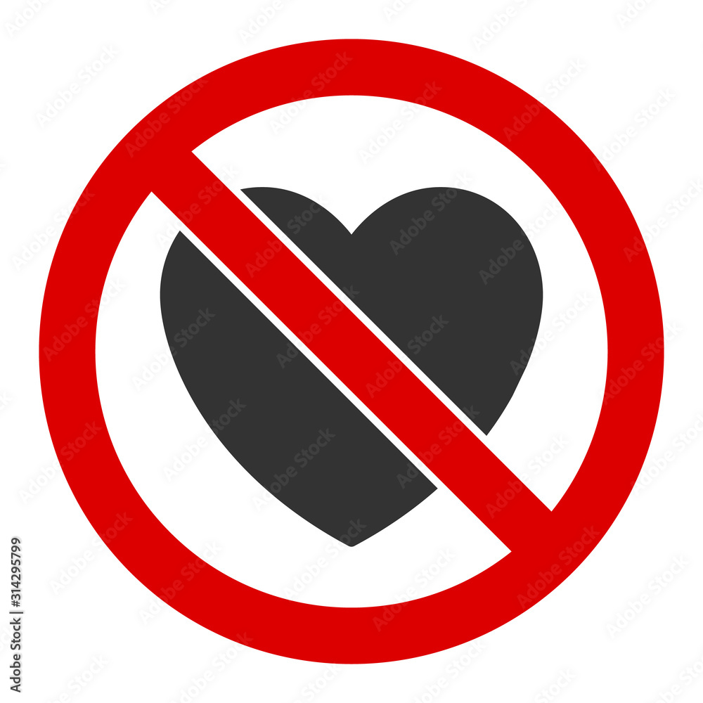No love vector icon. Flat No love pictogram is isolated on a white background. No love vector icon. Flat No love pictogram is isolated on a white background.