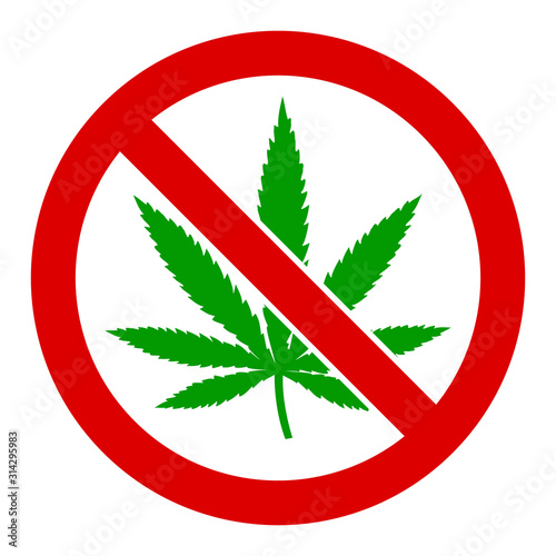 No marijuana vector icon. Flat No marijuana pictogram is isolated on a white background.