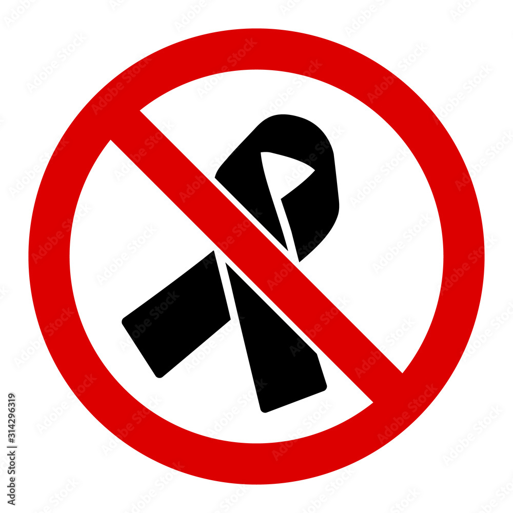 No mourning ribbon vector icon. Flat No mourning ribbon symbol is isolated on a white background.