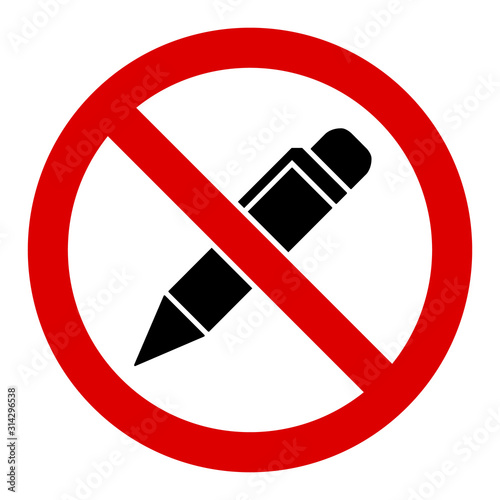 No pencil vector icon. Flat No pencil symbol is isolated on a white background.