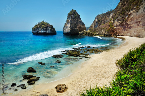 The beautiful diamond beach in Nusa Penida, Bali, Indonesia