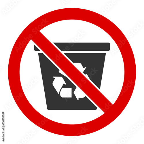 No recycle can vector icon. Flat No recycle can pictogram is isolated on a white background.