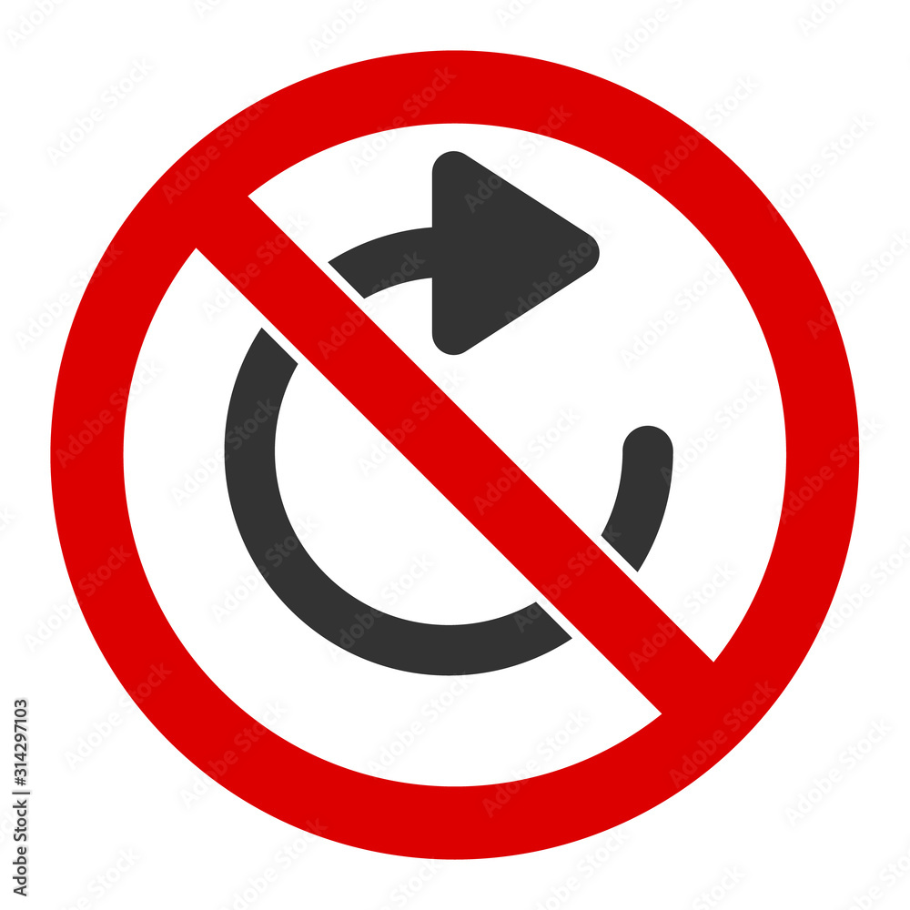 No rotation vector icon. Flat No rotation pictogram is isolated on a white background. No rotation vector icon. Flat No rotation pictogram is isolated on a white background.
